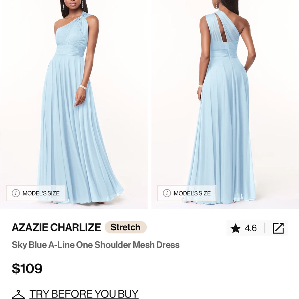 Azazie Charlize Sky Blue One Shoulder Dress